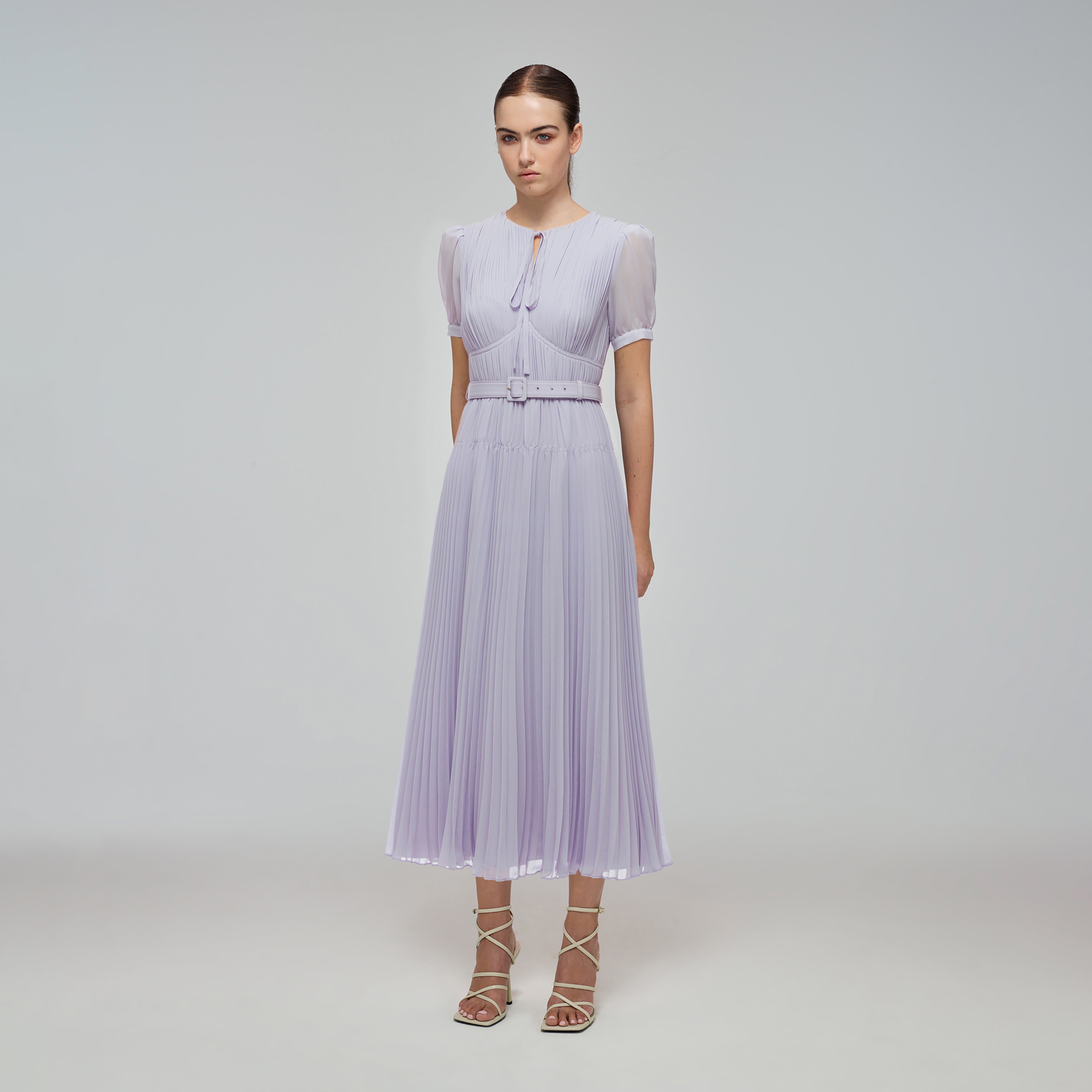 Lilac Chiffon Midi Dress | self-portrait